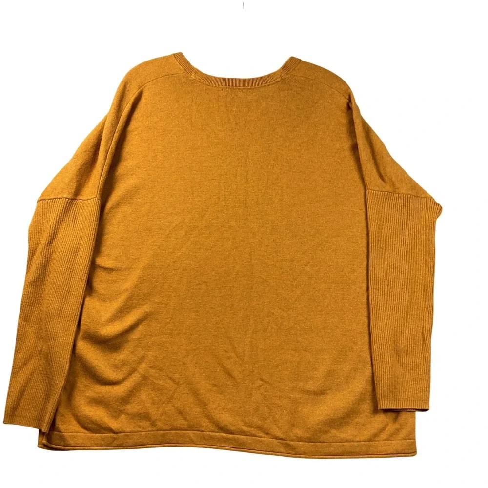 J Jill V-Neck Sweater Womens Medium Yellow Excellent Silk Wool Blend‎ Oversized